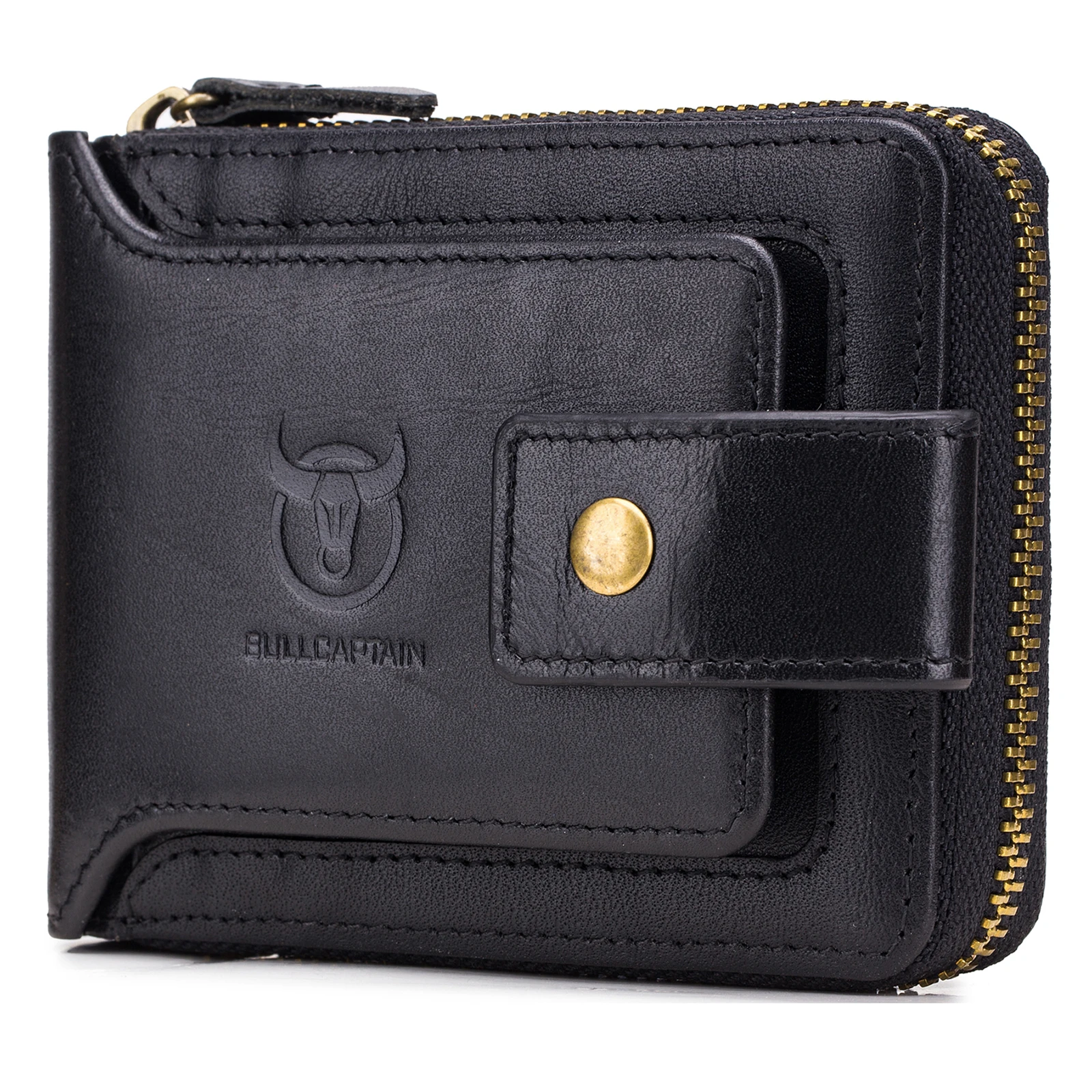 Mens Wallet with Zipper Genuine Leather Wallet for Men RFID Blocking Large Capacity Card Case Vintage  ID Window Coin Pocket