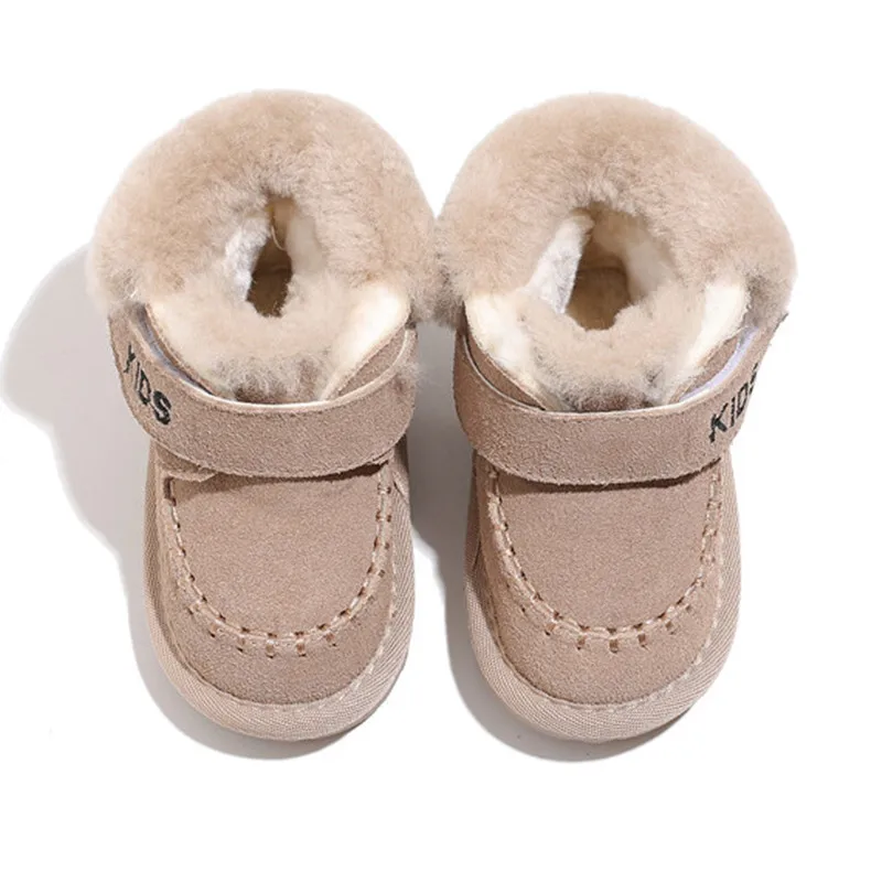 2024 New Winter Baby Snow Boots Unisex Leather Boys Girls Shoes Warm Cotton Kids Sneakers Soft Bottom Toddler Baby Shoes EU16-25