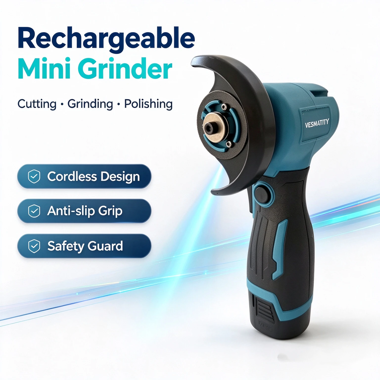 Mini Cordless Angle Grinder Rechargeable Handheld Polishing Cutting Grinder, Fit Diamond Cutting Disc for Metal Wood Tile Work