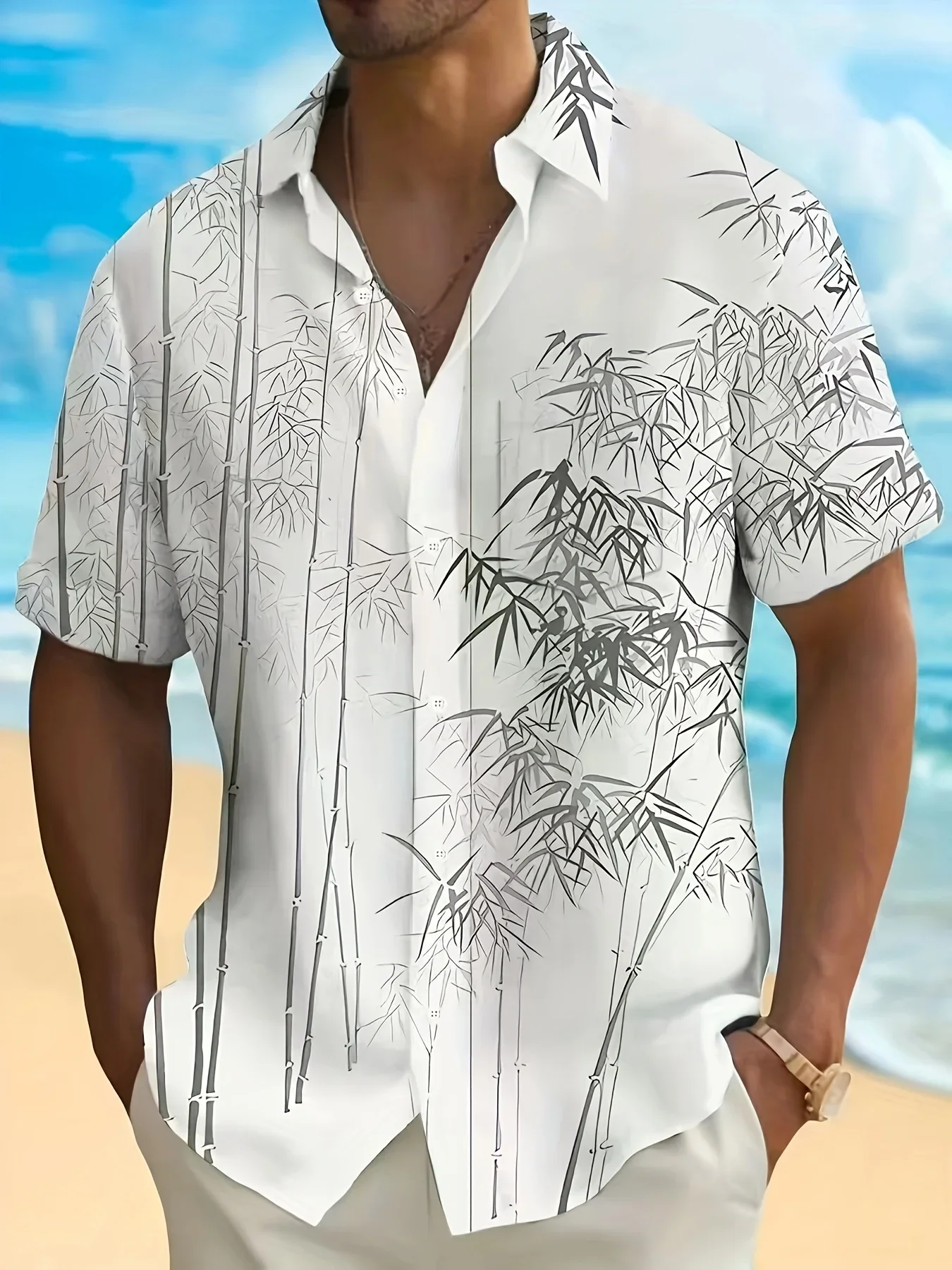 

Summer Stylish Tropical Shirt Men Casual Man Short Sleeve Hawaiian Fashion Print Breathable Beach Party Outfit