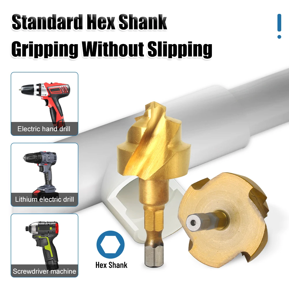 For Water Pipe Reaming  Lifting,Stepped Drill Bit 6Pcs Tool Set Hexagon Shank Water Pipe Connection Tool 20/25/32/40/50/63mm