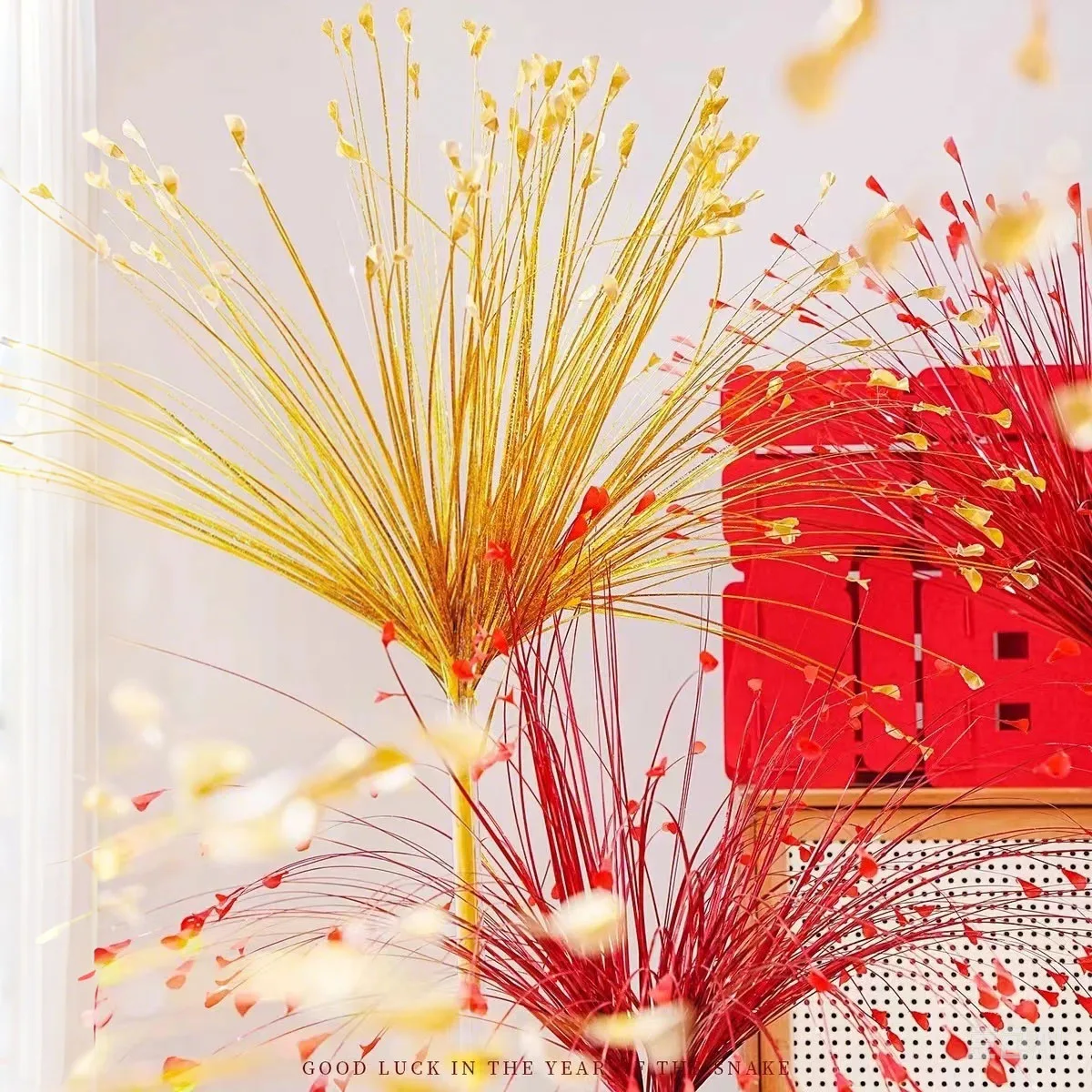 Pianta artificiale di erba di pavone con disposizione dei fiori di canna di erba di pampa Decorazione di Capodanno Decorazione di nozze per la casa