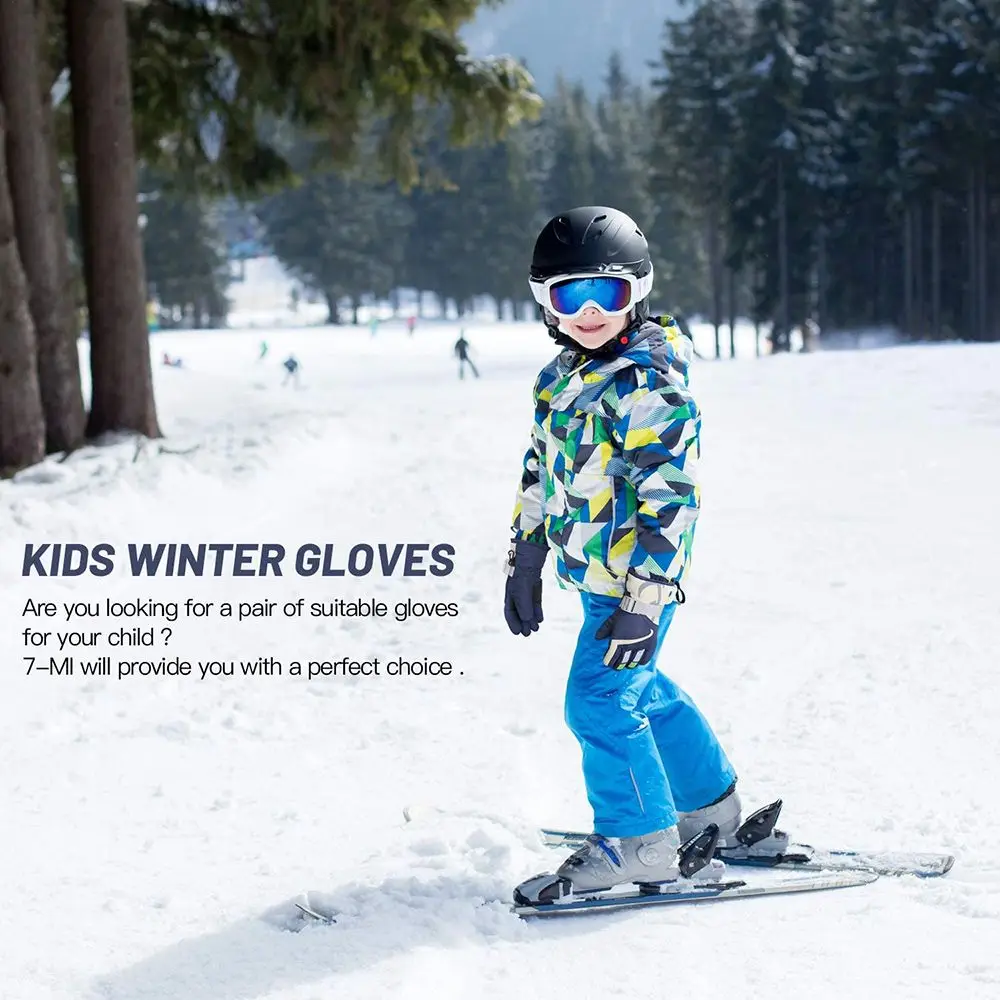 Ski Thicken Warm Non-slip Children Kids Windproof Waterproof Snow Snowboard Long-sleeved Mitten Children Ski Gloves