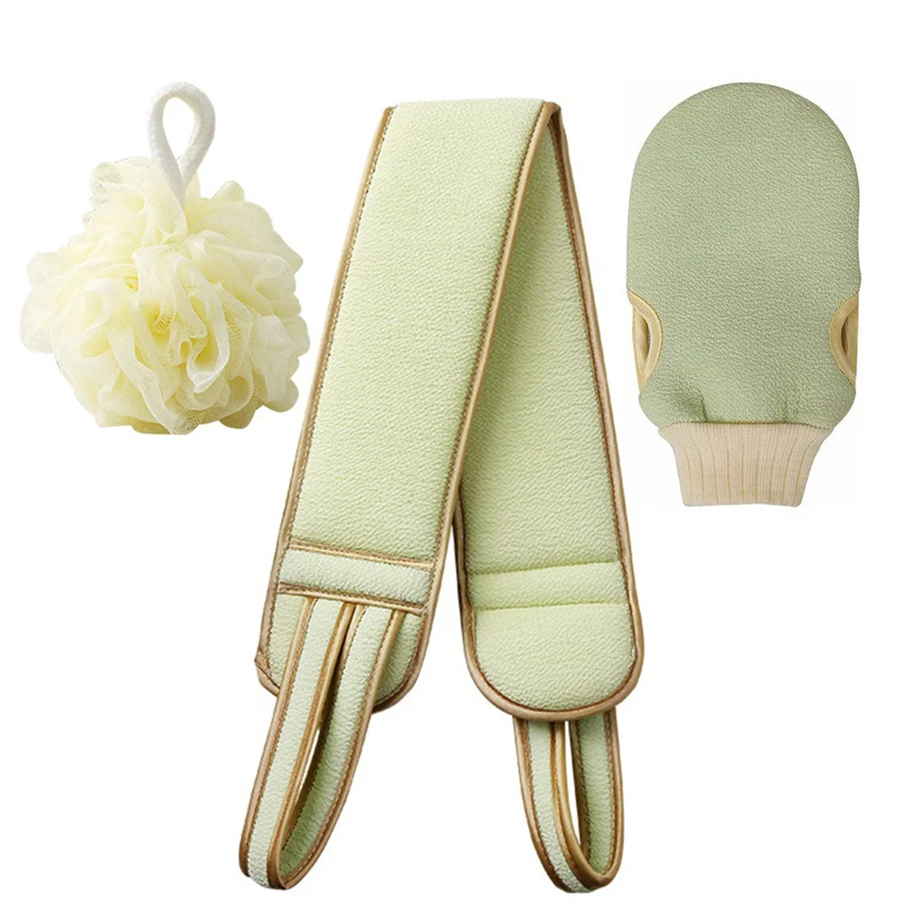 1 مجموعة حمام فرك الظهر منشفة عدة الضوء الأخضر سماكة حزام طويل دش الغسيل مجموعة للتنظيف العميق الجسم تقشير كرة استحمام #5