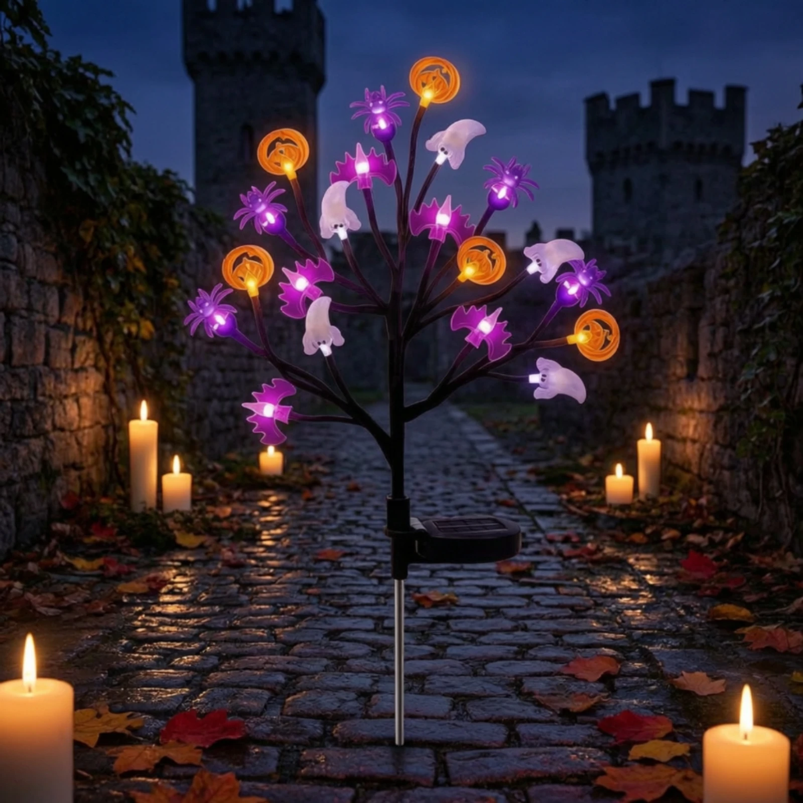 Halloween Stake Light Automatic on off LED Halloween Stake Light with Solar Panel Outdoor Decoration Spooky Reusable