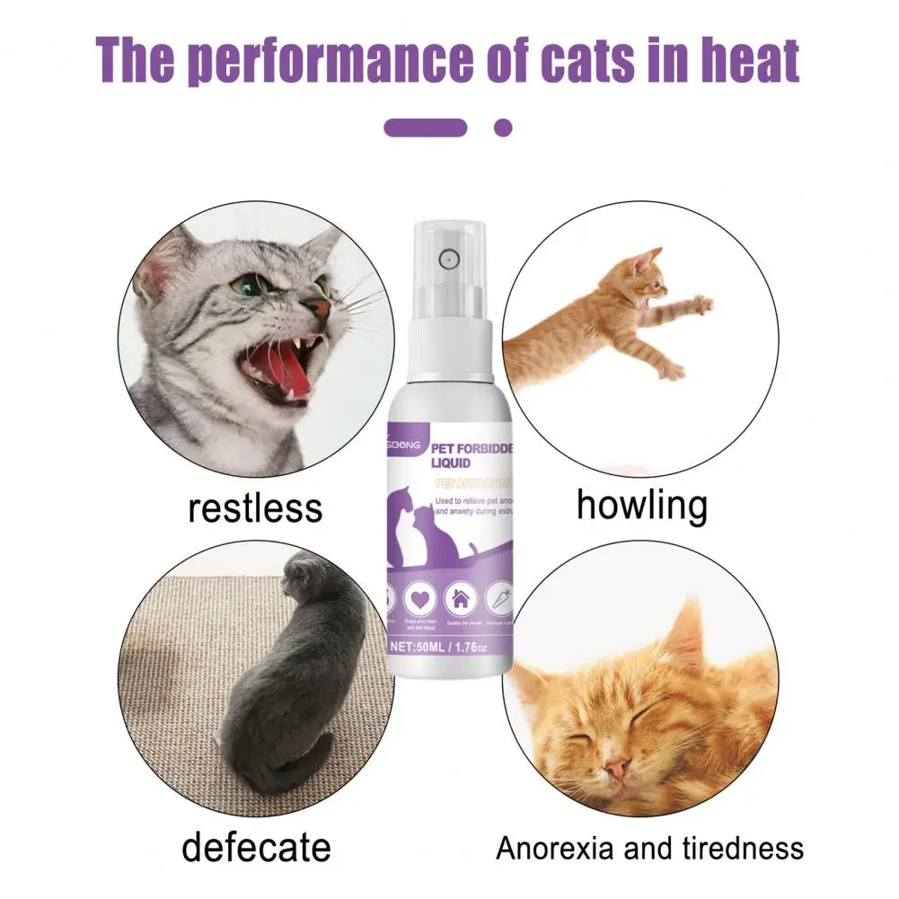 50ml Pet Calming Spray Prevent Howling Reduce Anxiety Soothe Mood Pet Dog Cat Estrus Calming Prohibition Spray Pet Supplies