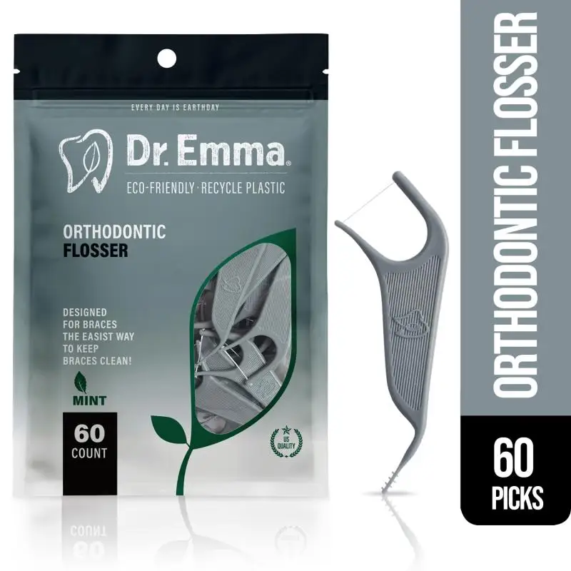 

60Pcs Orthodontic Flossers For Braces Ortho Dental Floss Picks Toothpick Floss Interdental Tooth Cleaner For Adults & Kids