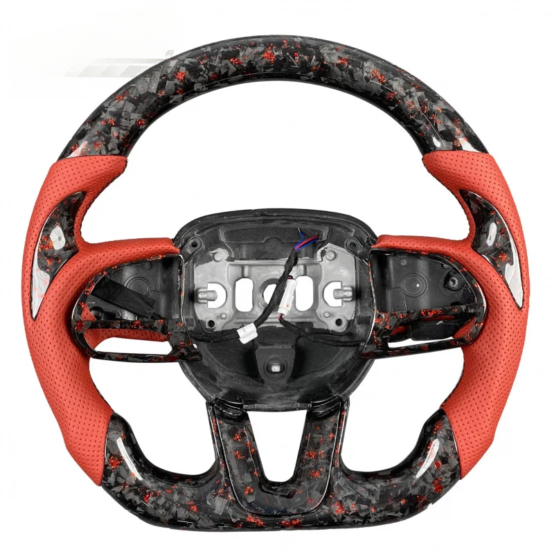 RTS Custom Red Sport Forged Leather Steering Wheel 2015 2022 Carbon Fiber