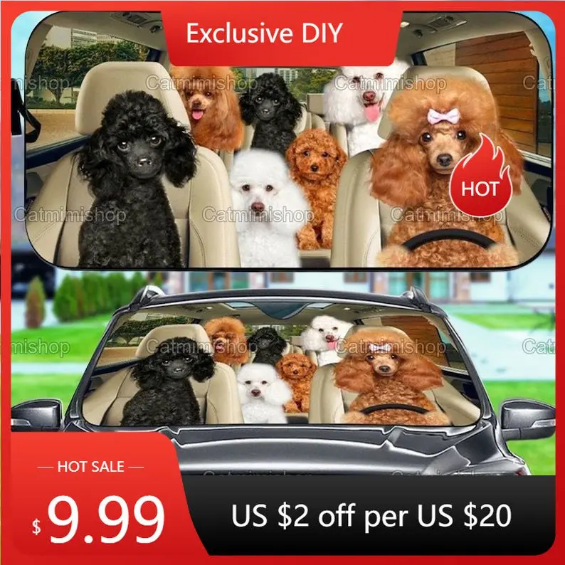 

Poodle Car Sun Shade, Poodle Auto Sun Shade, Poodle Decor, Poodle Car Windshield, Car Decoration, Poodle Lover, Mother Gift LNG1