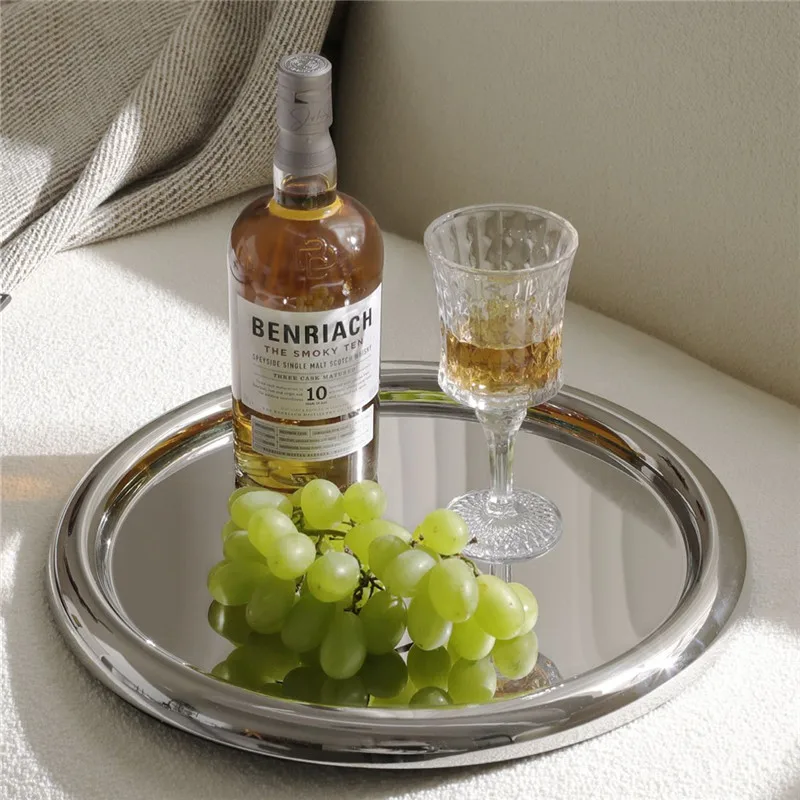 Stainless Steel Large Serving Plate, 13 inch Serving Dish, Luxury Storage Tray for Dinner, Restaurant, Family Party and Kitchen