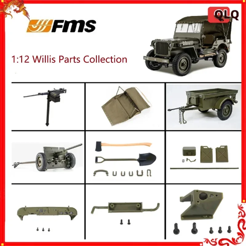 Fms Hobby 1/12 Willys Rc Car Anti Collision Hood Window Steel Plate Spring Wheel Bracket Wiper Seat simulation Trailer Part