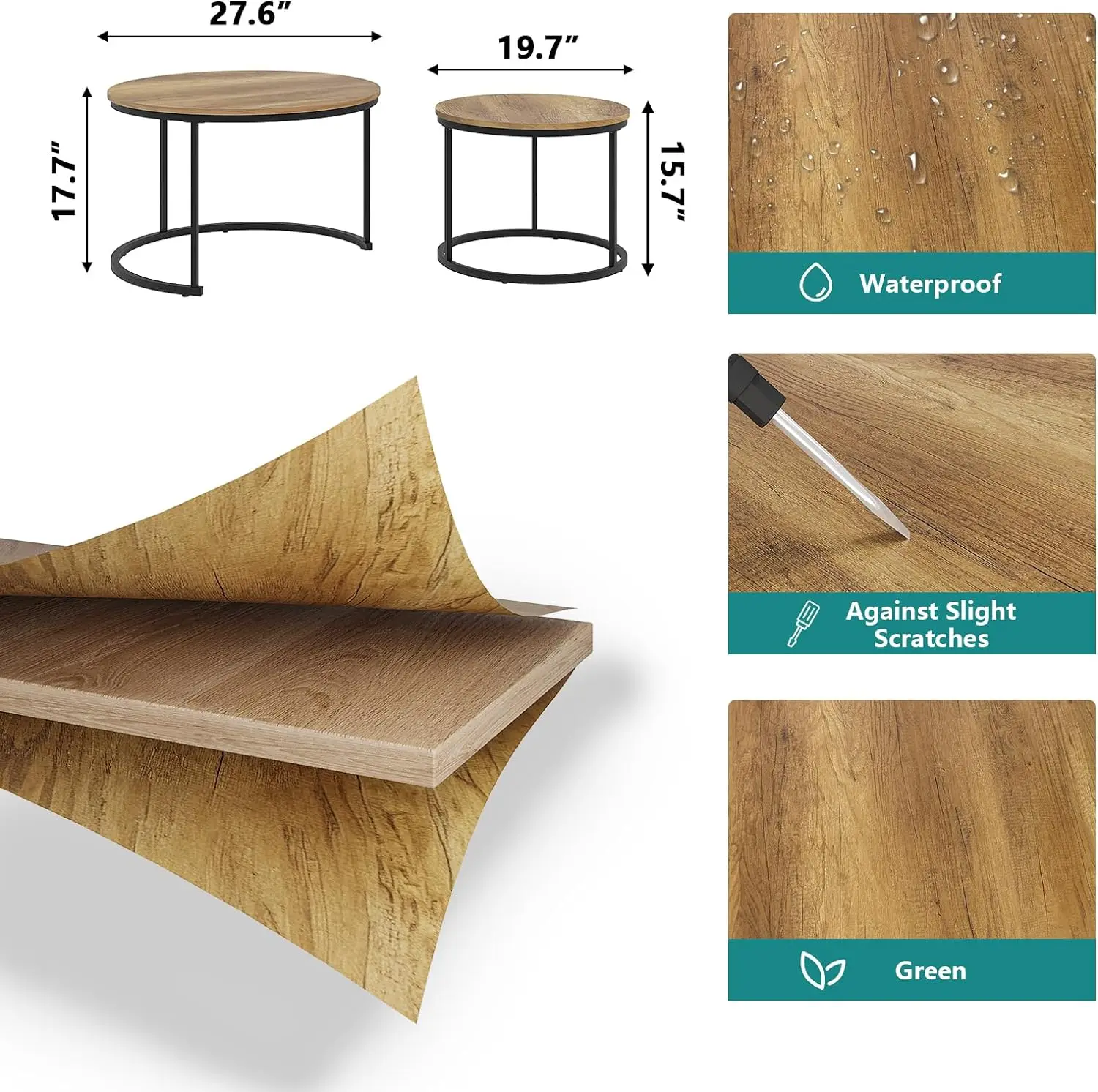 Nesting Coffee Table Set of 2, 27.6