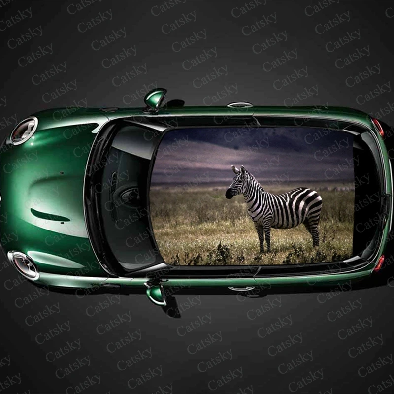 Animal Stripe Zebra Car Roof Sticker Decoration Film Car Decal Hood Vinyl Sticker Graphic Wrap Car Protect Accessories Gift