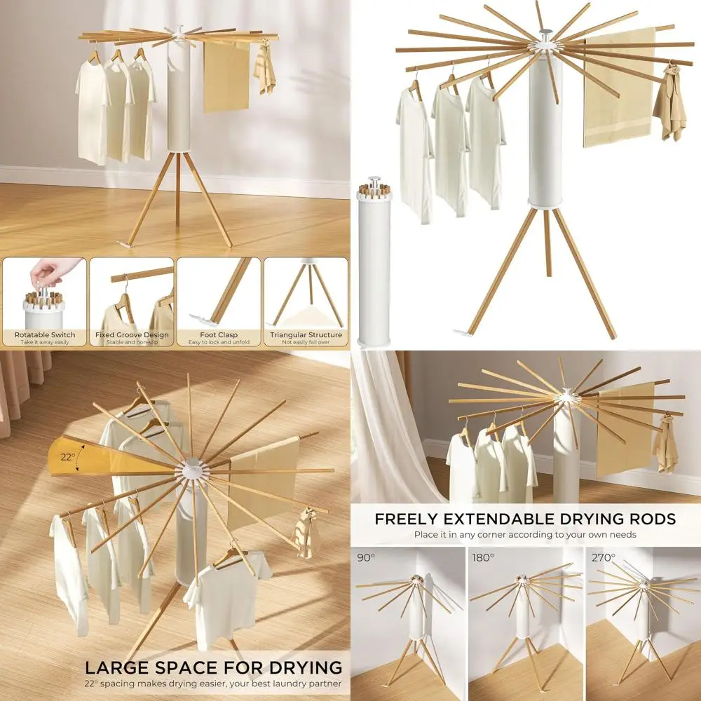 

Портативная складная сушилка для белья с 16 стержнями для компактной сушки одежды дома