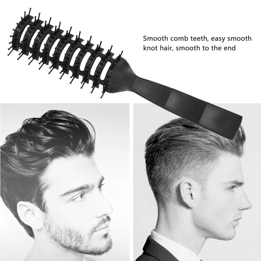 Men Hairbrush Plastic Head Massage Hair Styling Brush Slicked-back Scalp Massager Brush for Salon Home