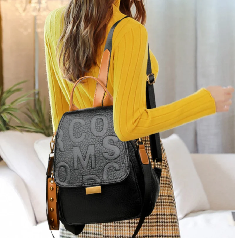 

2026 новые корейские модные многофункциональные кожаные рюкзаки, женские повседневные сумки на плечо большой вместимости, рюкзак через плечо