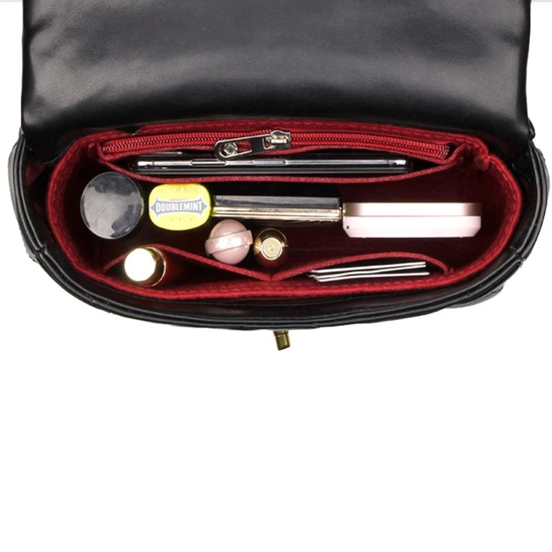 Für Chanel19 Klappe Handtasche Filz Tuch Einsatz Tasche Organizer Make-Up Handtasche Organizer Reise Innere Geldbörse Kosmetik Taschen – Detail 6