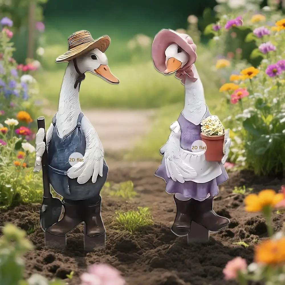 

Micro Landscapes Decoration Acrylic Duck Garden Pile Cute Cartoon Garden Stake 2D Waterproof Animal Mini Figurine Patio