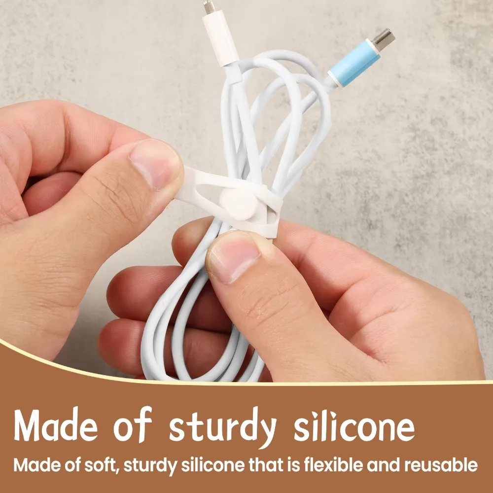 

24 шт., высокоэластичный органайзер для шнура, прочный регулируемый крепеж, силиконовые кабельные стяжки, набор из 24 шт., многоразовый органайзер для проводов