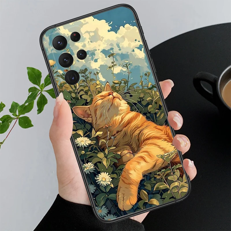 

Oil Painting Flower Cat Art Phone Case For Samsung Galaxy A52S A21S A33 A23 A13 A14 A32 A52 A53 A54 A51 A71 A15