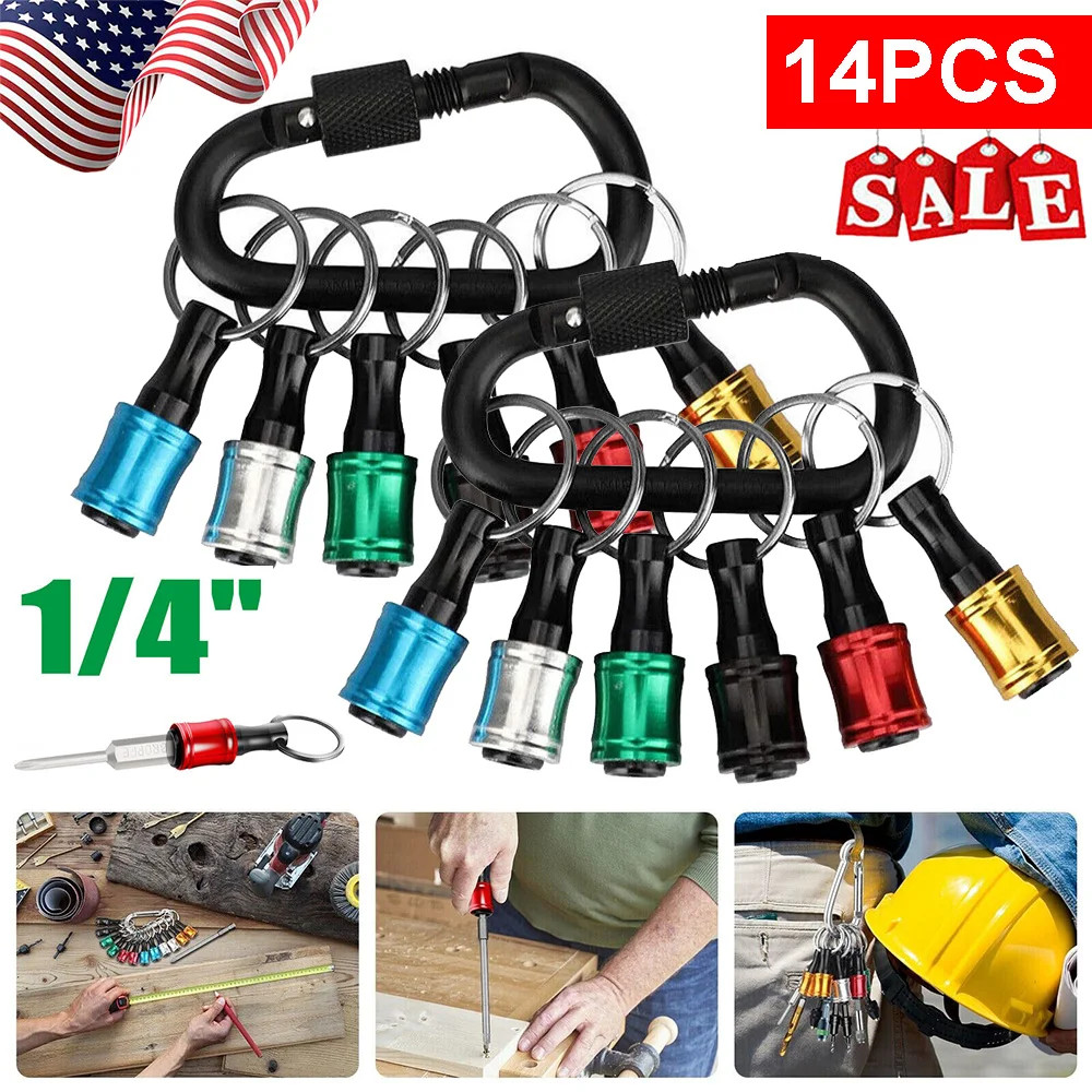 

1/4" Hex Shank Quick Release Keychain Screwdriver Drill Bit Holder Bit Set