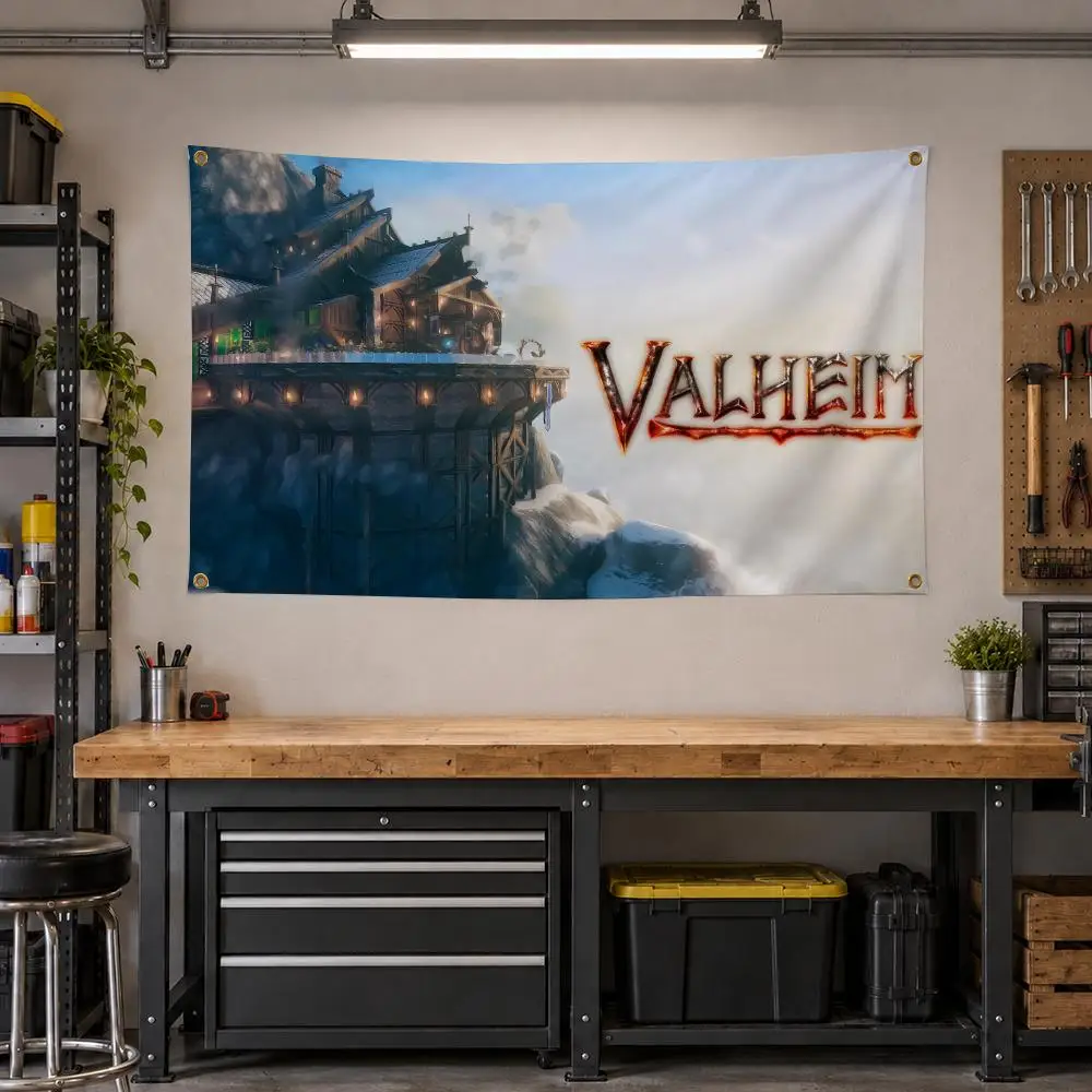 Game Valheim Viking Survival Flags Personalized Banner Flag Room Dorm Camping Picnic Garage Bar Outdoor Wall Decor