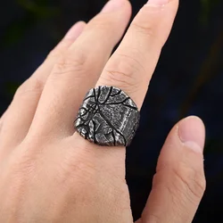 Vintage 2024 New Retro Design Stainless Steel Cracks Ring HipHop For Man Women Square Anels Party Gift Charm Cool Jewelry