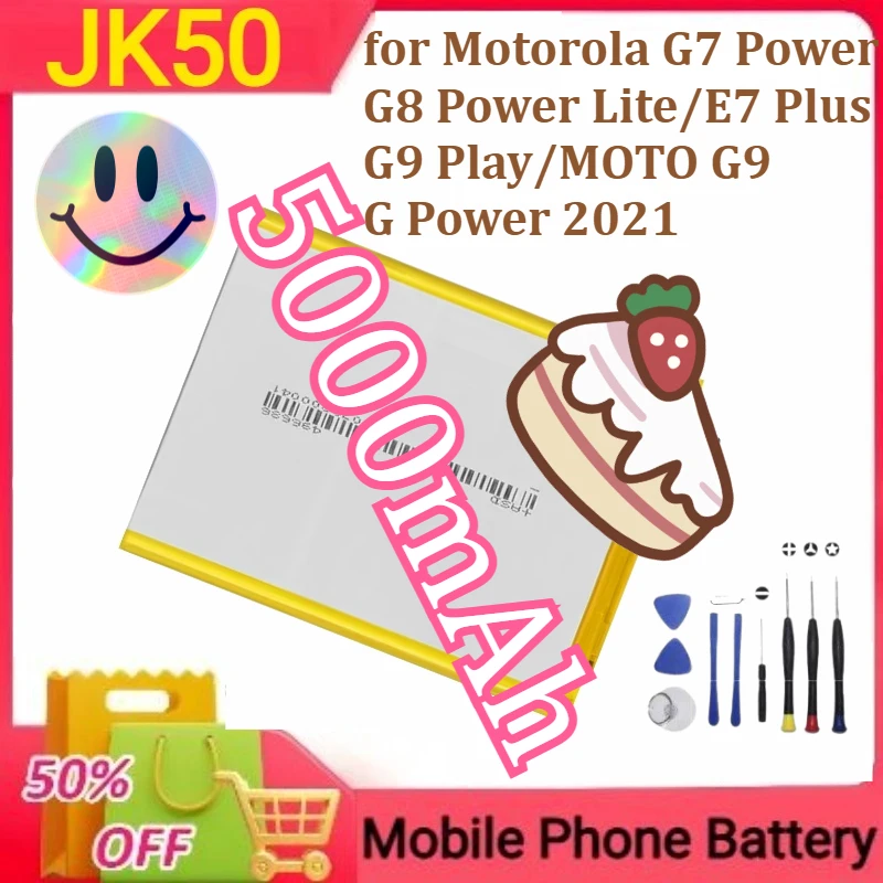 

New Battery JK50 for Motorola G7 Power /G8 Power Lite/E7 Plus/G9 Play/MOTO G9/G Power 2021 Mobile Phone Battery 5000mAh+Tools