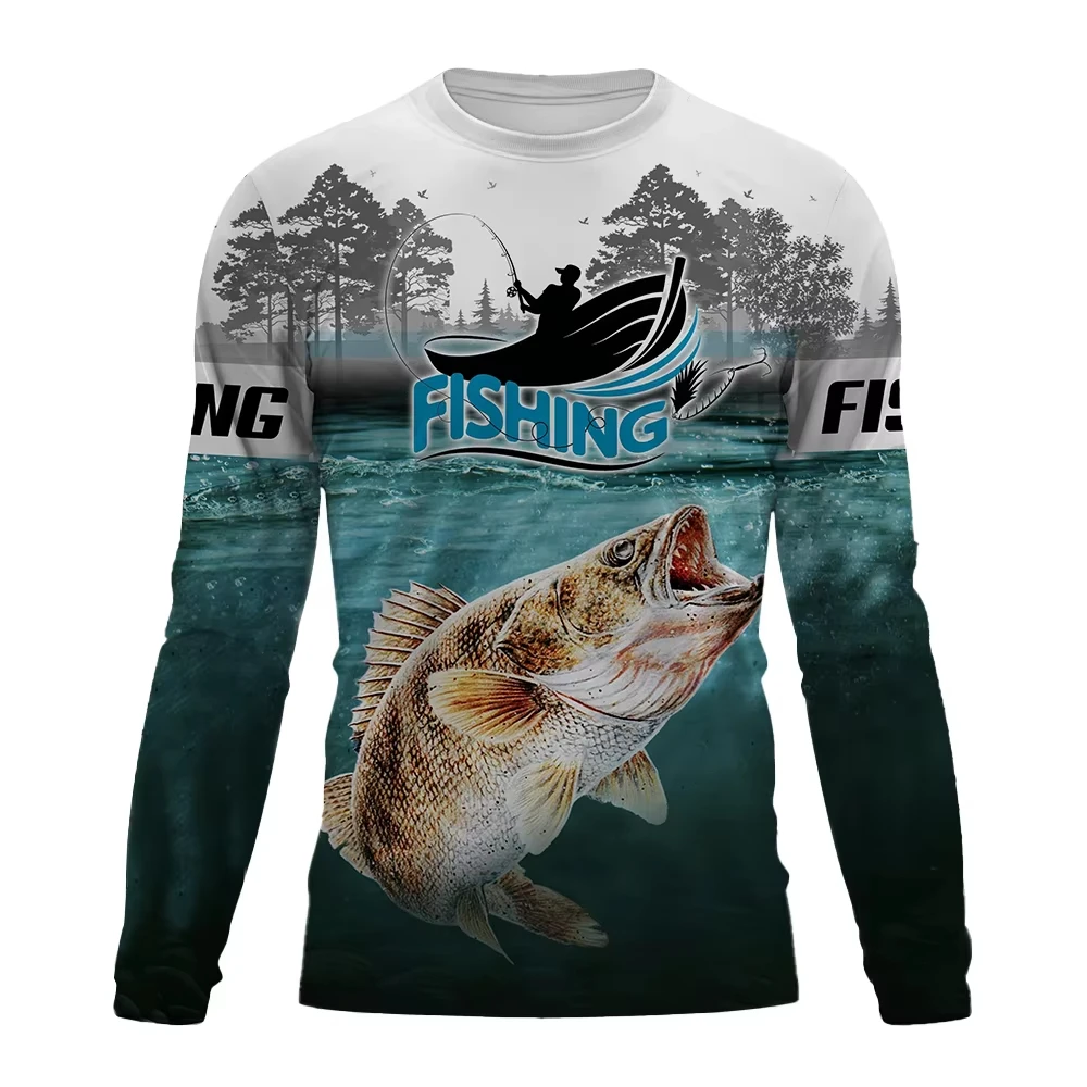 

3D Print Fishing Graphic T Shirts Men Fashion Tops Men's Clothing Outdoor Sun Protection Tee Men's Long Sleeve Quick-Dry T-Shirt