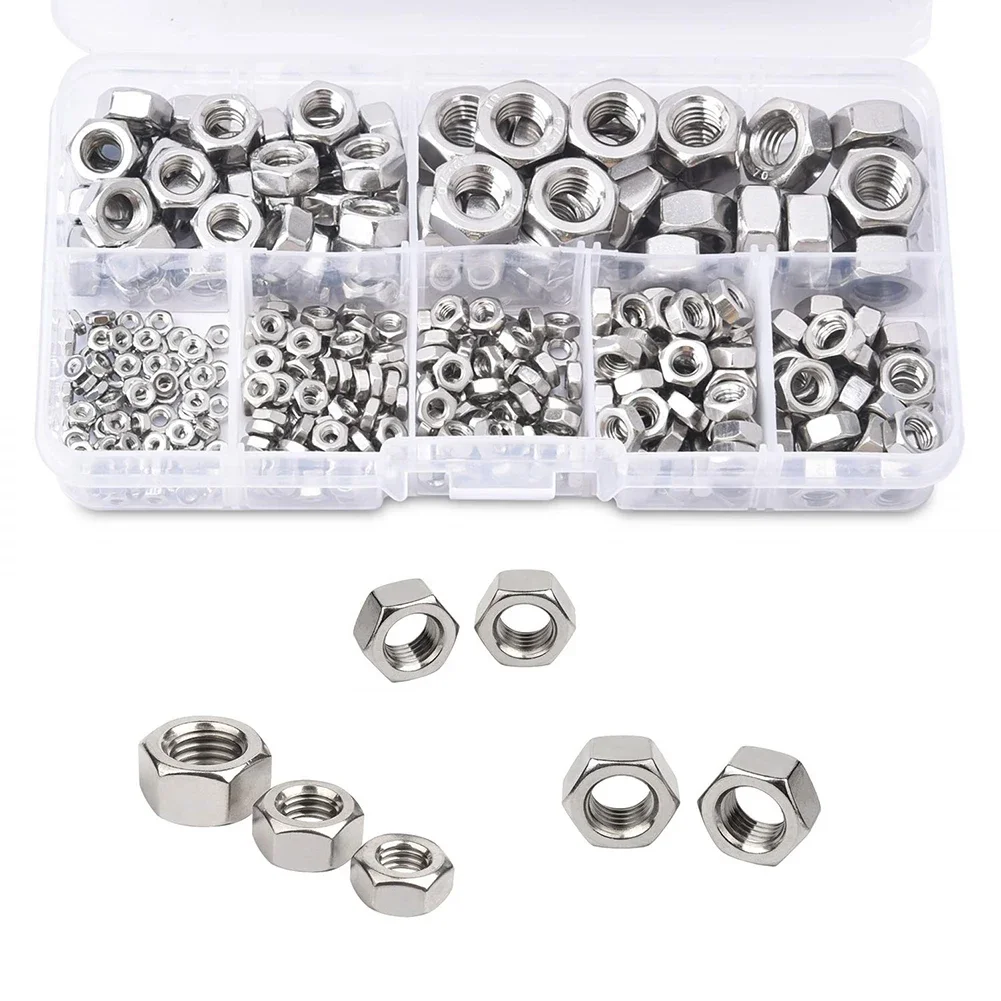 315Pcs Metric 304 Stainless Steel Hex Nuts Assortment Kit For Screw Bolt Superior Rust Resistance And Excellent Oxidation Tool