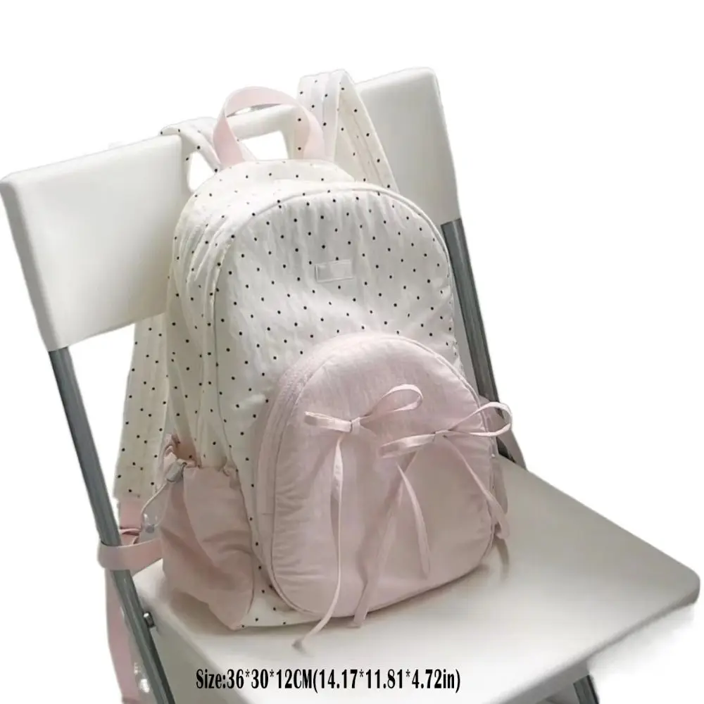 Nieuwe waterdichte polka dot rugzak lichtgewicht strikontwerp schooltas schattige zoete stijl schoudertas