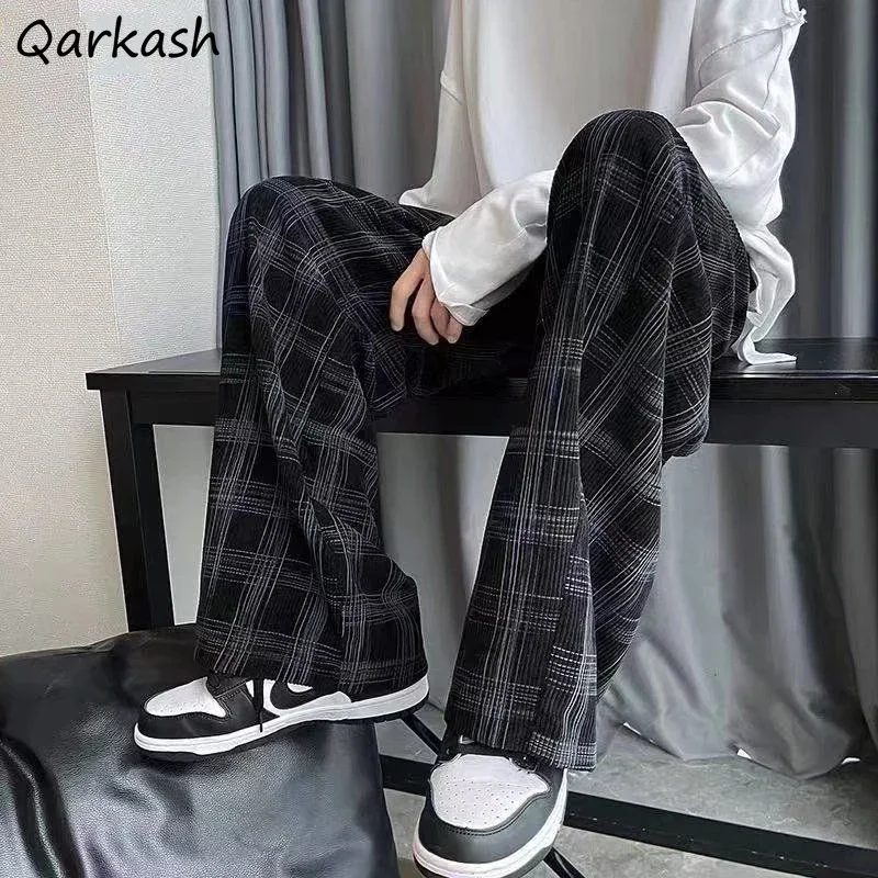 

Corduroy Plaid Pants Wide Leg Trousers Drawstring Loose Casual Harajuku Mopping High Street Students Fashion Ulzzang New Design