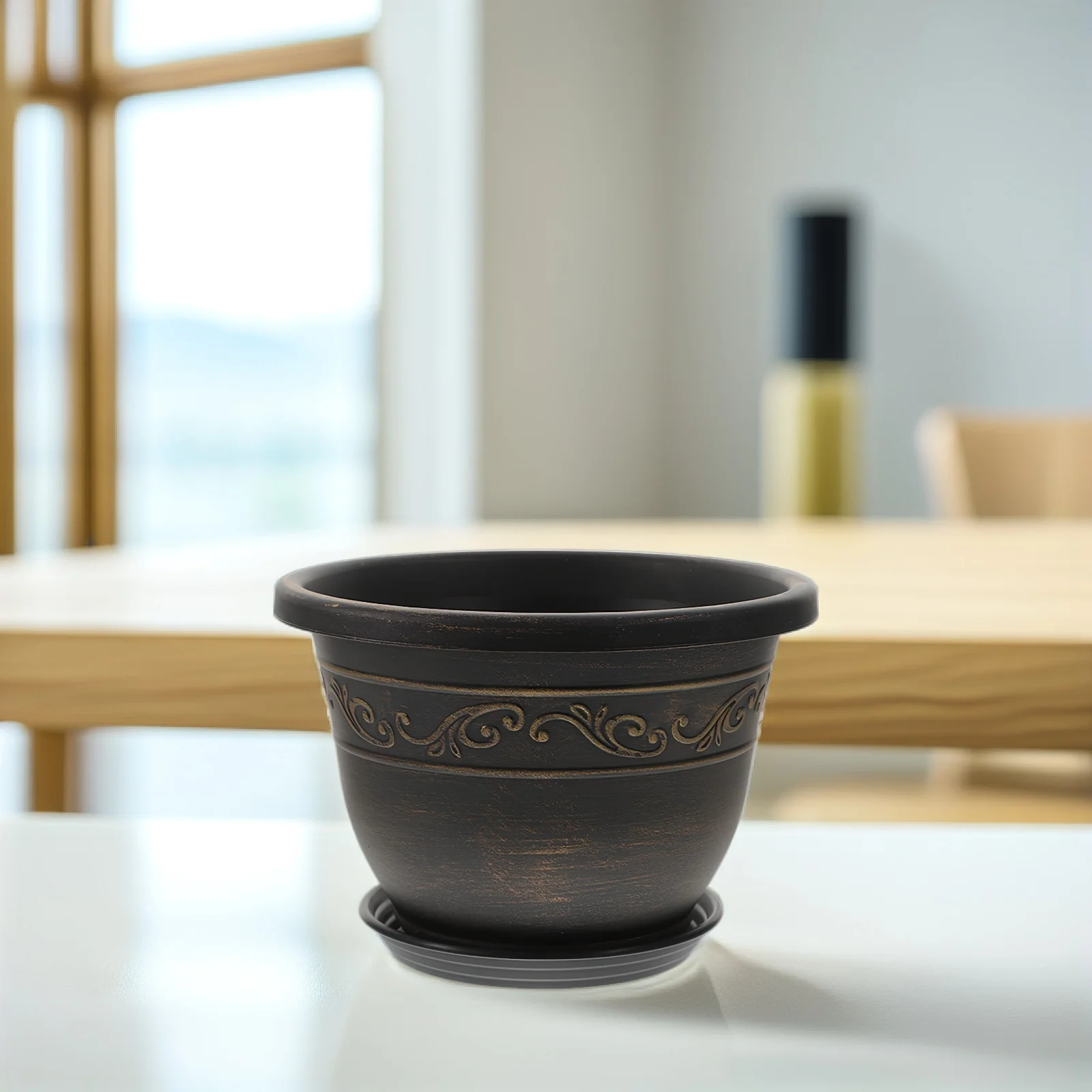 

4 Sets Tray Flower Pot Bonsai Tree Pots with Drainage Outdoor for Plants Decorative Indoor