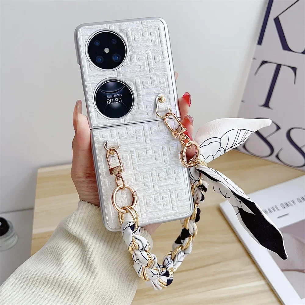 

Geometry Solid Color Gradient Phone Case for HuaWei P50 Pocket 2 Scarf Bracelet Protection Hard Shell Protective Cover