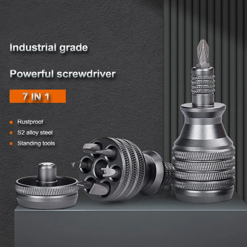 Mini śrubokręt 7 w 1 EDC Śrubokręt ze stopu tytanu S2 Torx Phillips Zestaw bitów do śrubokrętów Przenośne narzędzie do naprawy w domu