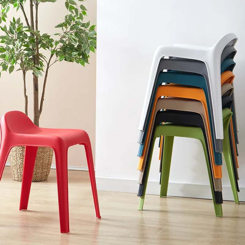 Household living room plastic stool low backrest milk tea shop adult equal stool simple dining room color small dining chair