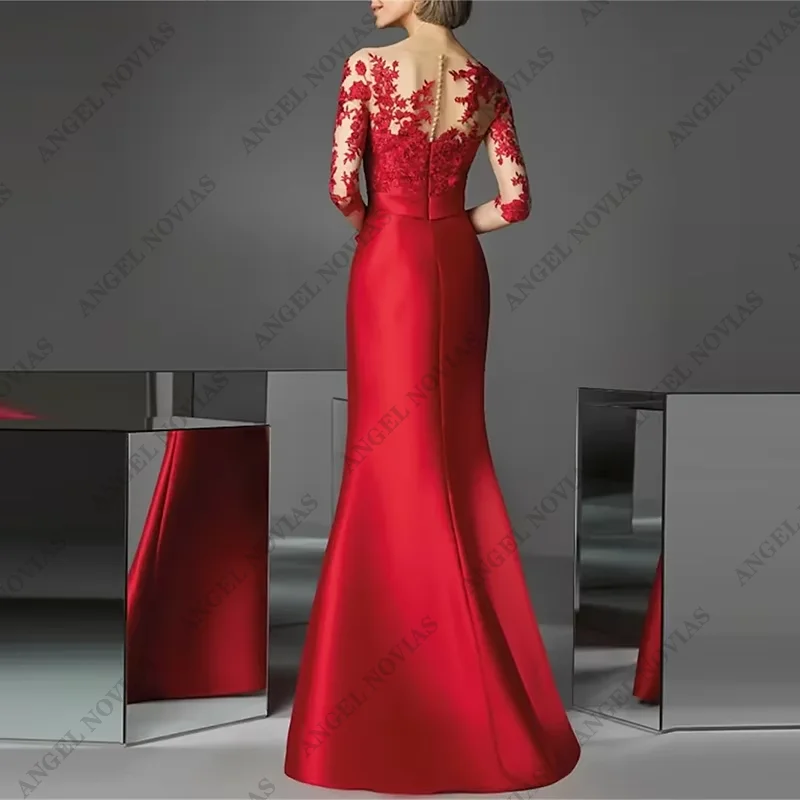 Customized Long Mermaid Red Mother of the Bride Dress Wedding Guest Dresses vestido madre del novio largo y elegante