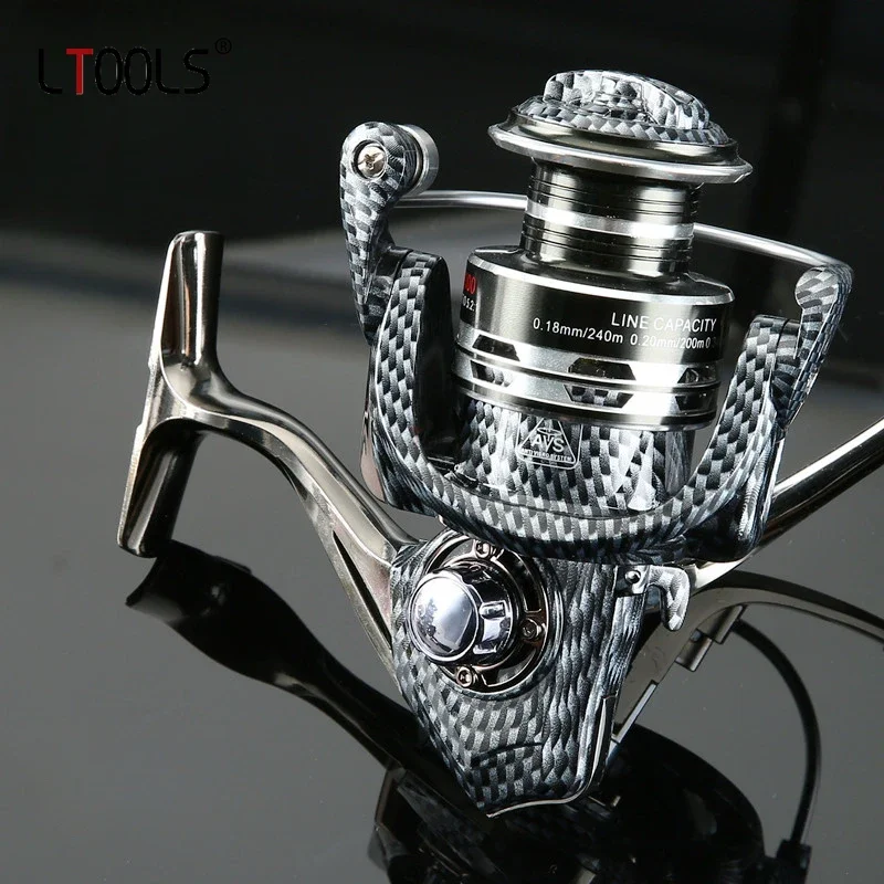 Fishing Reel Snake Pattern All Metal Seamless Spinning Wheel High-speed Rotation 5.2:1 Gear Ratio 12+1 Ball Bearing Fishing Reel