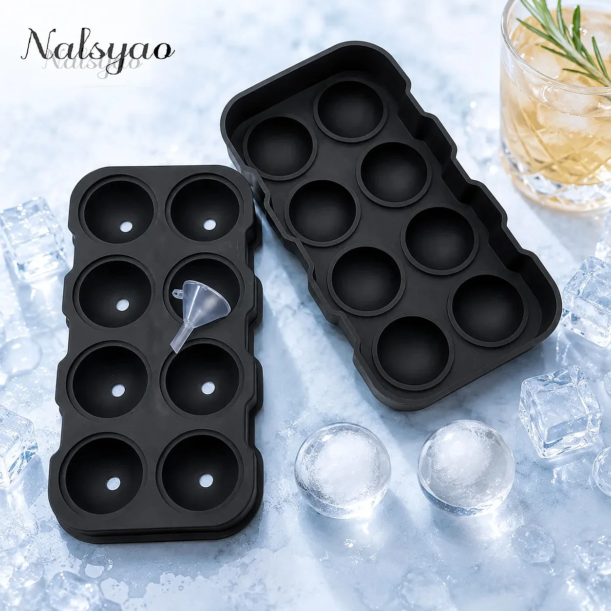 Wholesale 4 6 8 Grid Ice Ball Mold Reusable Silicone Ice Cube Tray for Whiskey Big Ice Cube Maker
