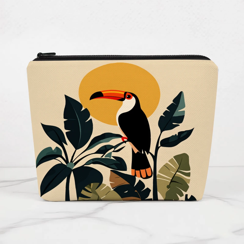 

Косметички с тропическим узором Toucan Sun Leaves для девочек, косметичка, сумка для туалетных принадлежностей, пенал, сумка для хранения в путешествиях