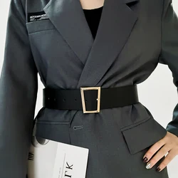 Ultra wide waist support Waist belt for women Fashion decorative coat with dress corset waist rectangular metal black belt