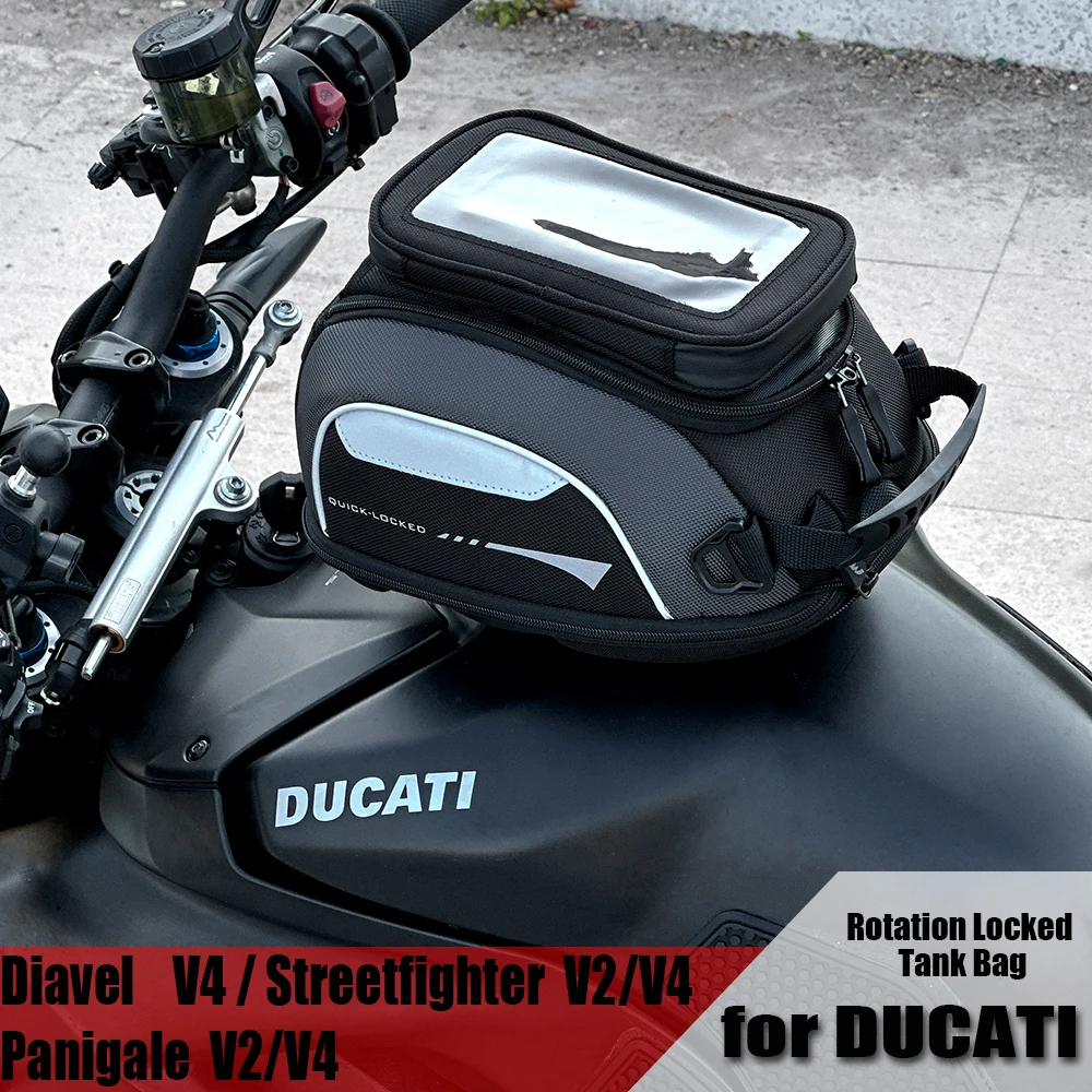 

Tank Bag for DUCATI Streetfighter Panigale V4 / V2 Diavel V4 Rotation Quick Locked Anti Theft Fuel Luggage Carrie Top Case