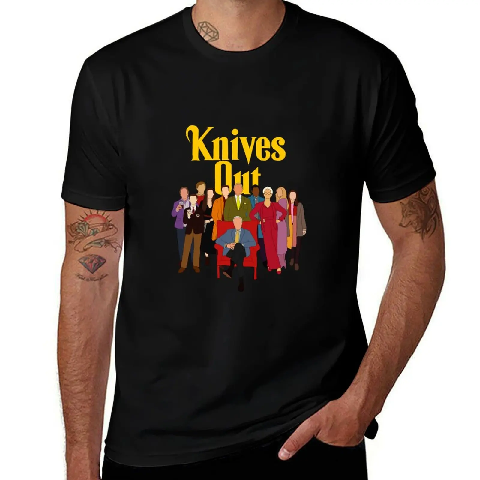 

knives out T-Shirt man tshirt t shirts for man cotton funny t shirts for man cotton T-Shirt