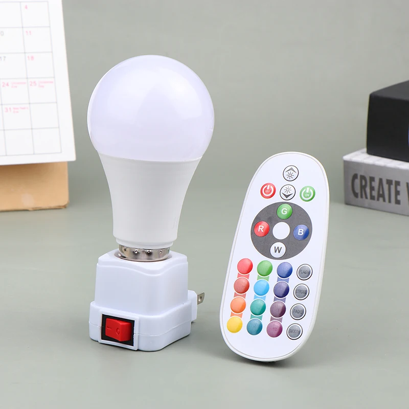 LED Colored Bulbs Colorful Remote Control Bulb RGB Color Changing Globe E27 Screw Mouth Indoor Lighting Dimming Small Night Lamp