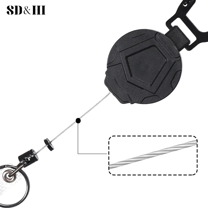 Retractable Metal Wire Keychain Pull Badge Reel ID Lanyard Name Tag Card Badge Holder Reels Recoil Chain Clips Outdoor Key Ring