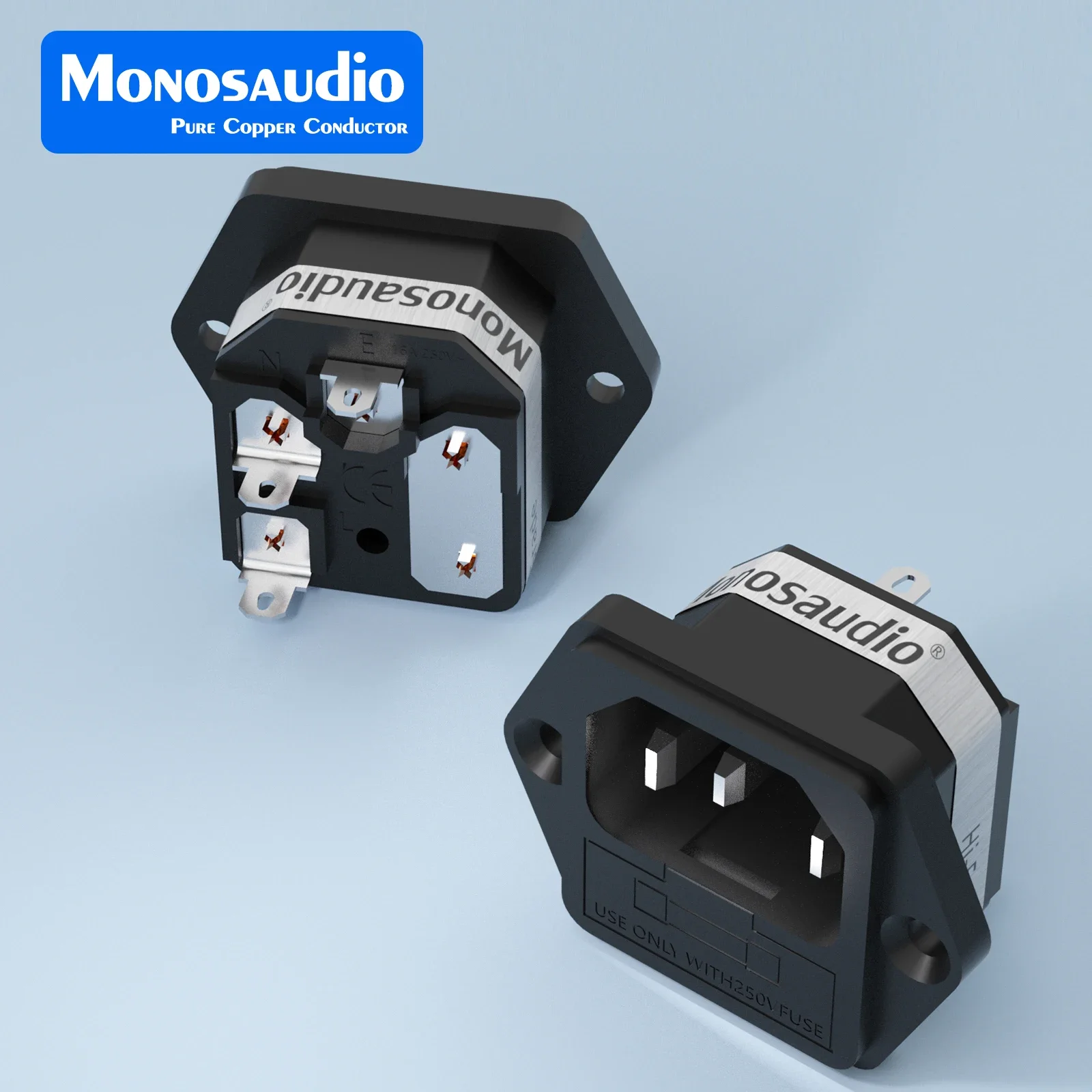 

Monosaudio IF76 Pure Copper Gold Rhodium Plated Non Solder IEC Socket Inlet AC IEC Inlet Socket hifi audio power IEC socket Jack