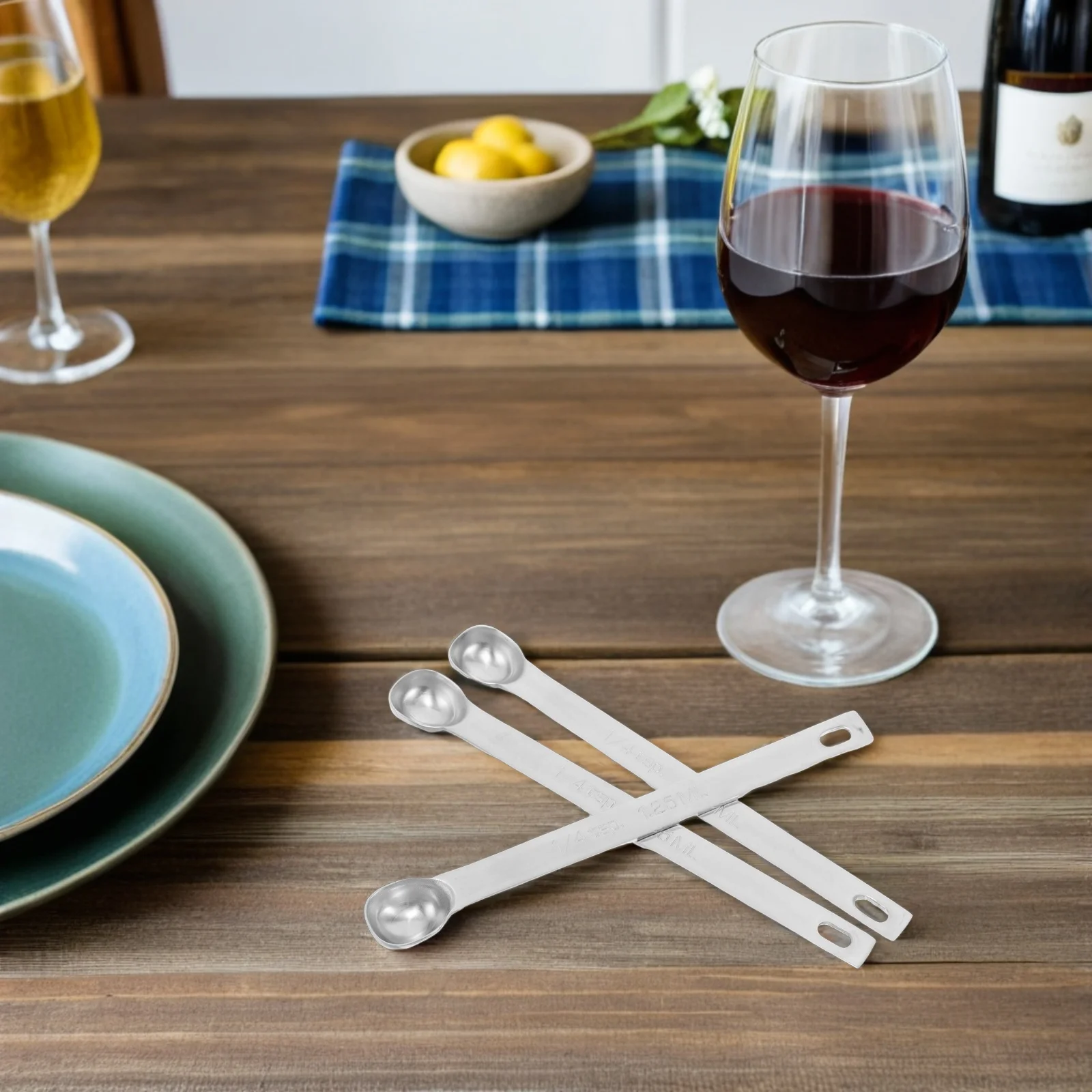 

3Pcs Kitchen Measuring Spoons Stainless Steel 1.25ml Mini Scoop Flat Rectangular Shape for Tea Spices Syrup Baking Portable Set