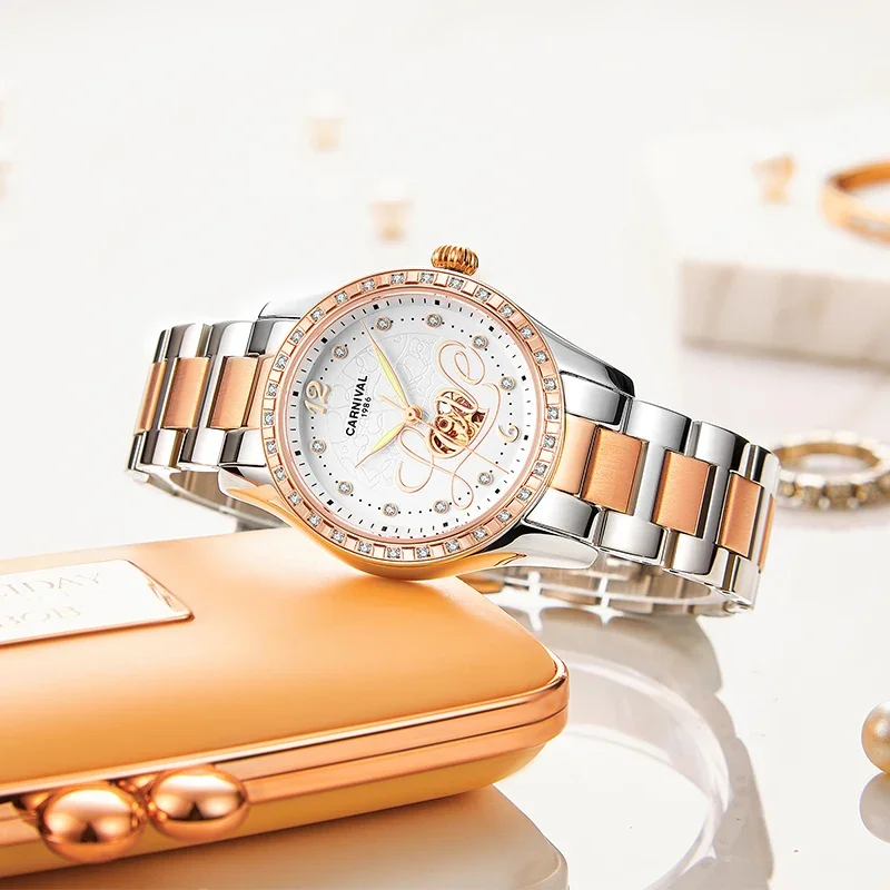 IW Карнавальные аксессуары для женщин Механические наручные часы Автоматический механизм Сапфировое зеркало Светящиеся водонепроницаемые роскошные часы