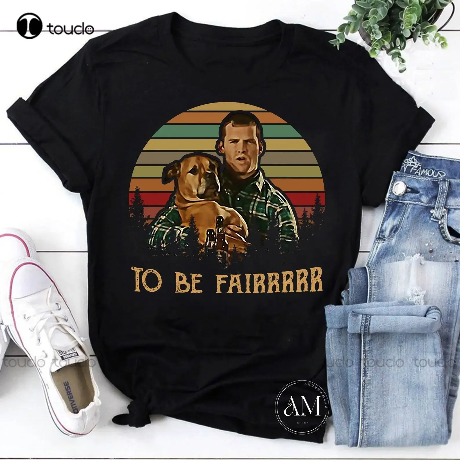 Letterkenny Hug Dog To Be Fairrrrr Sunset Retro Vintage T-Shirt, Letterkenny Show Shirt Digital Printing Tee Shirts Xs-5Xl