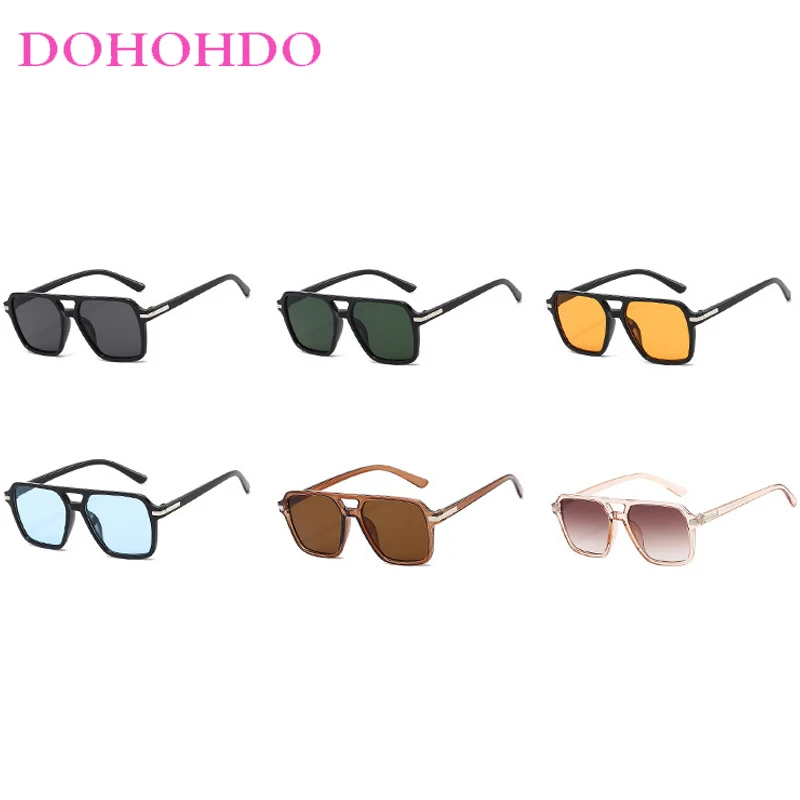 2025 New Vintage Double Bridge Square Pilot Rice Nail Women Sunglasses Luxury Classic Men Sunglass Outdoor Driving Shades UV400